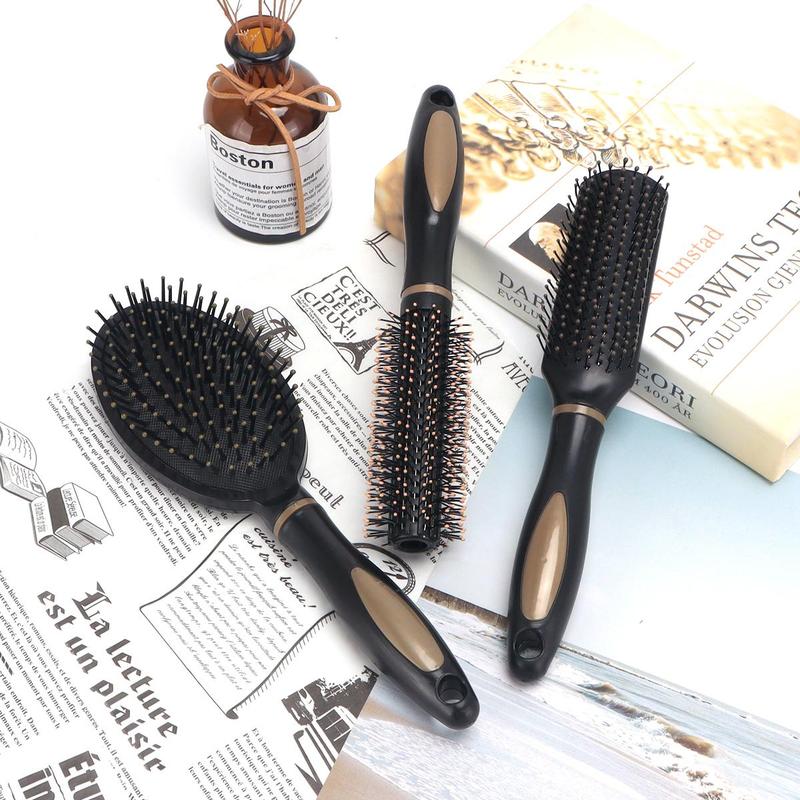 Heatless Hair Brush (3pcs), Scalp Massage Comb, Wet & Dry Hair Detailing & Styling Tool for Men & Women