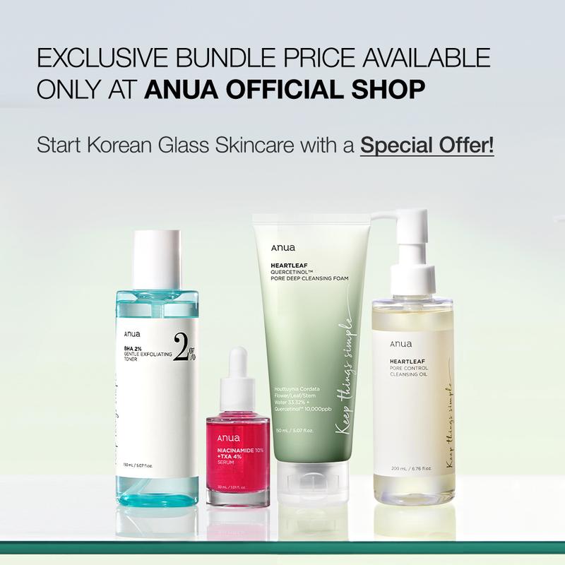 [Anua Official Shop] Sebum care set with chemical exfoliant for oily skin (Cleansing Oil + Foam + BHA Toner + TXA Serum)| Face wash, niacinamide serum