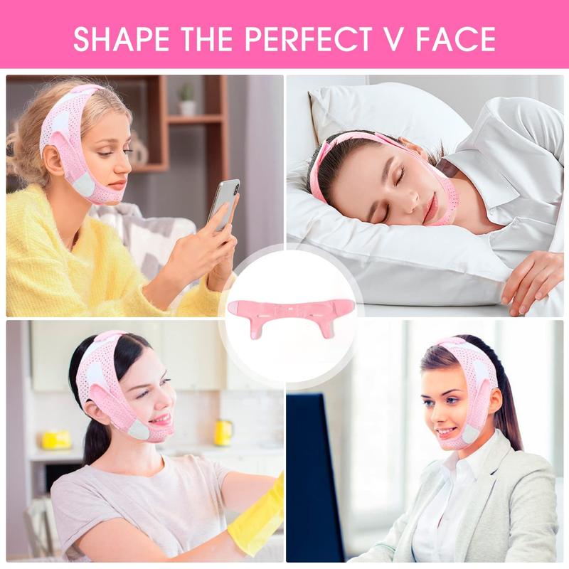 Reusable V Line Lifting Mask, Face Lifting Strap, Beauty Device, Face Strap, Face Slimming Chin Strap, Chin Strap for Women and Men, Breathable & Comfortable-Pink Skincare