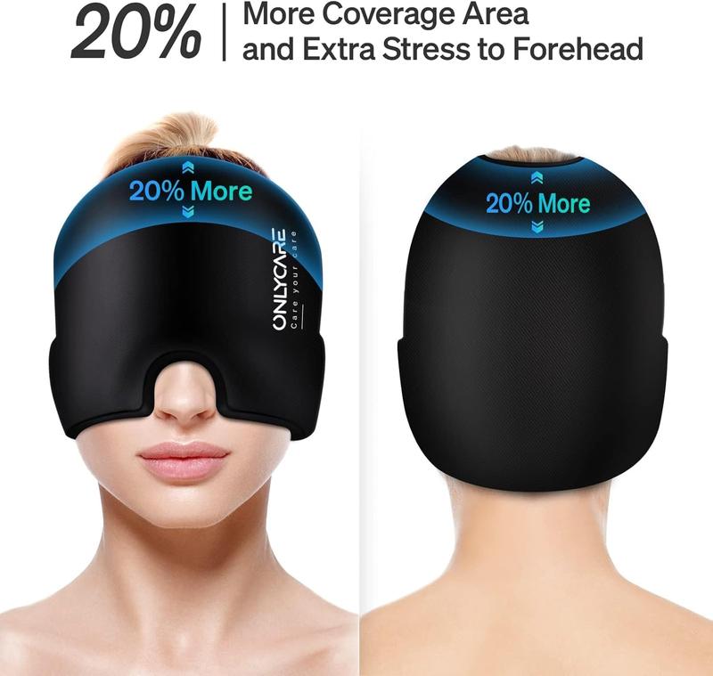 Onlycare Migraine Relief Gel Cap Odorless Migraine Ice Head Wrap for Tension and Stress Relief  Soft Smooth Stretchable Eye Mask, Upgraded Model