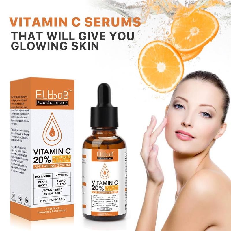 ELBBUB 30ml with 20% Vitamin C Serum, Moisturizes The Skin, Moisturizes The Face, Facial Essence, Rich in Vitamin C, Makes The Skin Look Vibrant, Facial Care Essence Needed in All Seasons, Christmas, Gift for Mother, Women, Thanksgiving