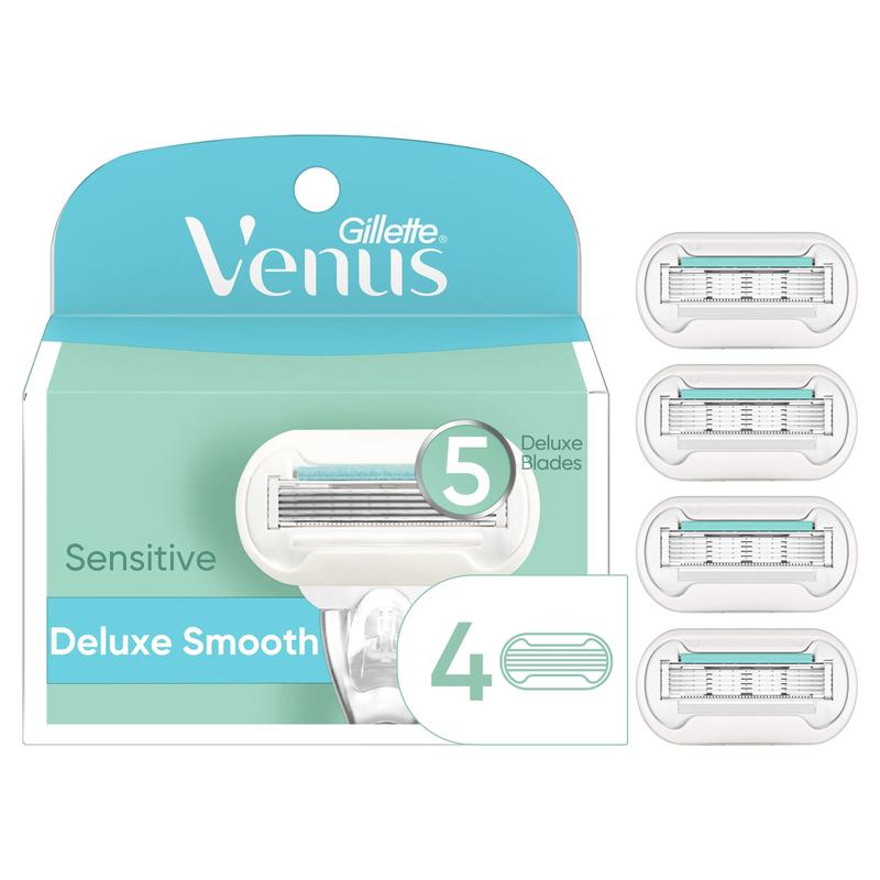 Deluxe Smooth Sensitive Women's Razor Blade Refills, 4 Count