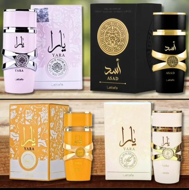 Lattafa Perfumes | [4 Pack Bundle] Asad, Yara Tous, Yara Moi & Yara EDP - 3.4 OZ Each. His & Hers bundle. Fragrance Scent