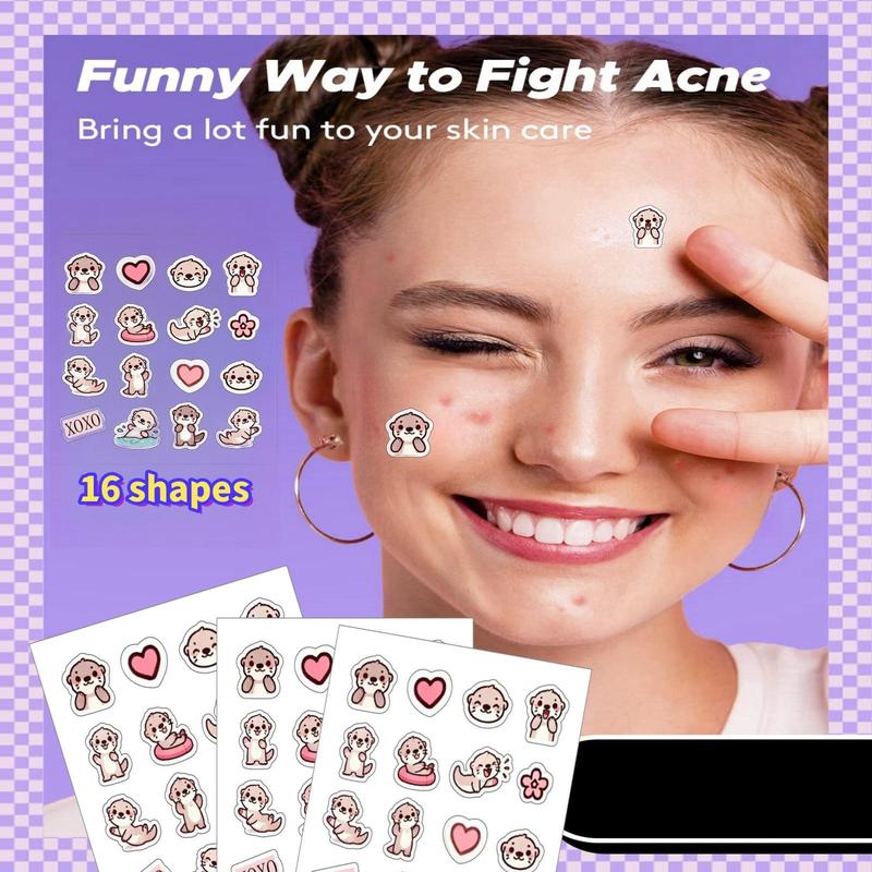 Cute Cartoon Sea Otter Design Pimple Patch, 80pcs box Hydrocolloid Acne Cover Patches, Facial Skin Care Products for Women & Men