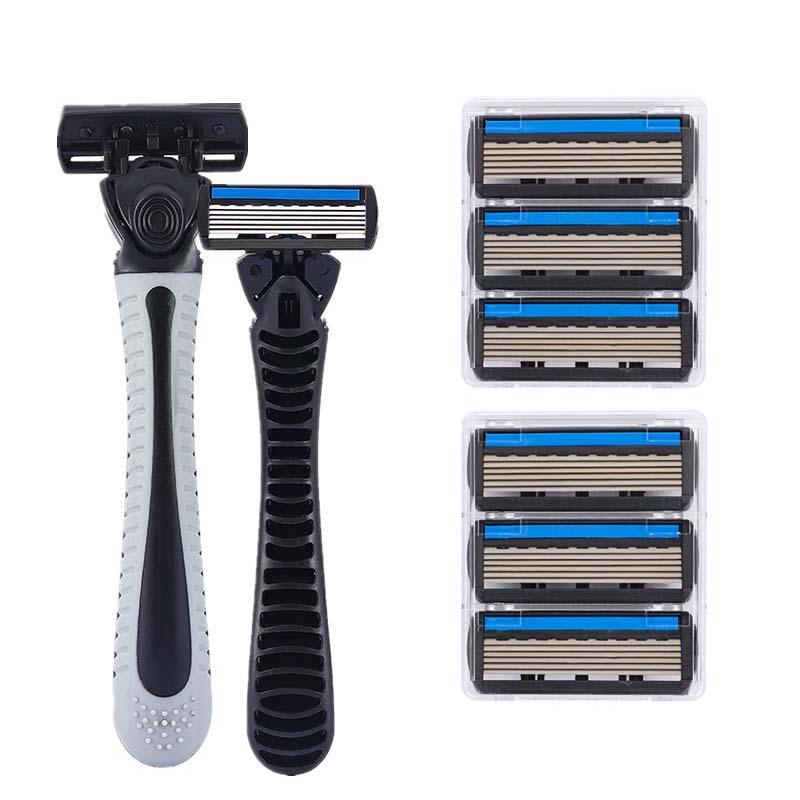 1 Handle with 19 Razor Blades Refills, 6 Blade Razor Men, Men's Safety Razor Blades for Shaving ,Reusable Face Cleansing Care Tool Manual Safety