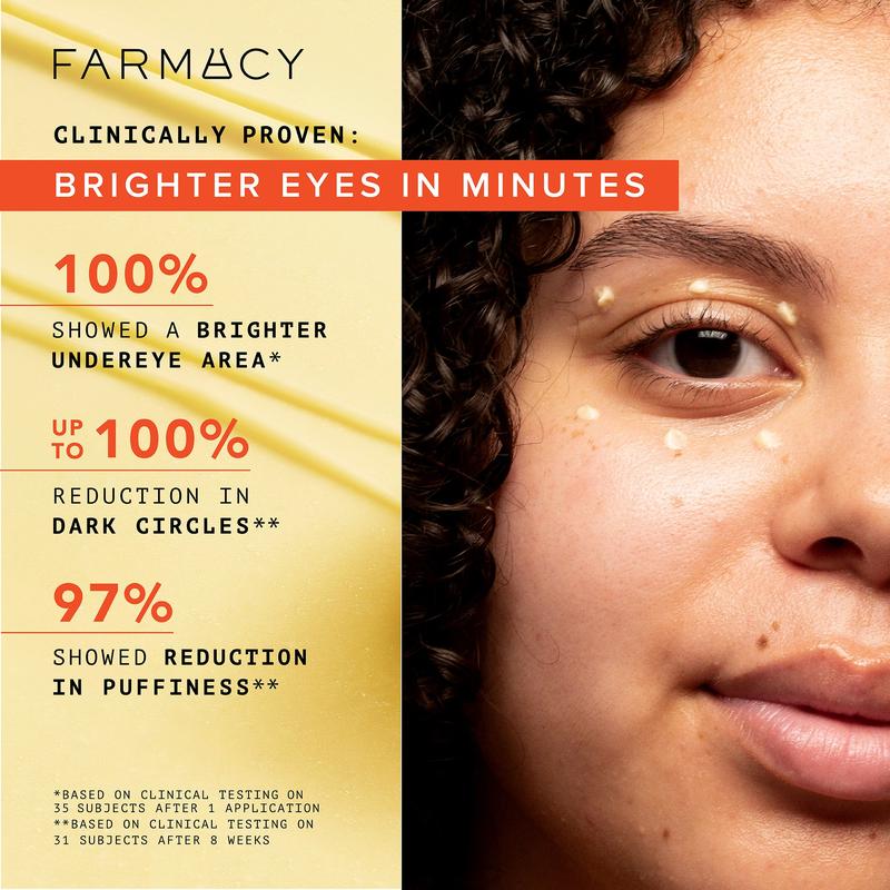 Farmacy Wake Up Honey Eye Cream for Dark Circles and Puffiness - Under Eye Cream for Wrinkles and Bags Under Eyes - Formulated with Caffeine & Vitamin C