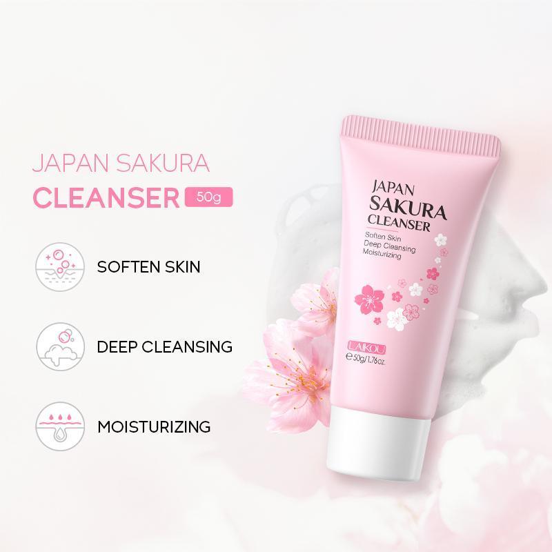 Sakura Skincare Set, 1 Set Moisturizing Facial Skin Care Products & Facial Washing Accessories, Skin Care Tools for Daily Use, Christmas, Christmas Gift