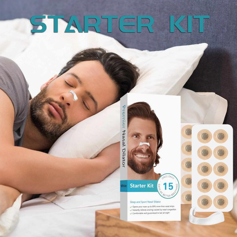 Breathing Nasal Strip Starter Kit (15 Count) - Boost Oxygen Intake, Reduce Snoring, Improve Sleep Quality - Sweat Resistant, Skin Safe Nasal Strips - Extra Strength Snoring Solution