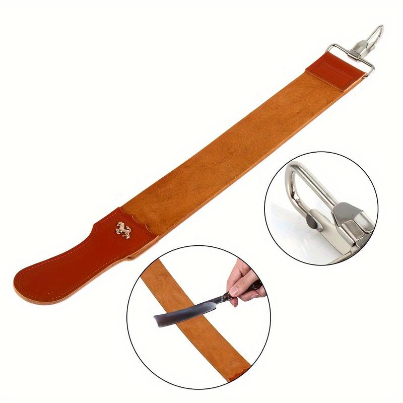 Adjustable Leather Strop Sharpener 50.2 * 5.2cm 19.8 * 2.0in, Genuine Leather Strop Strap Barber Straight Razor Folding Barber's Leather Sharpener Sharpening Belt, Double Sided Leather Strop For Sharpening And Smoothing After Honing Razors