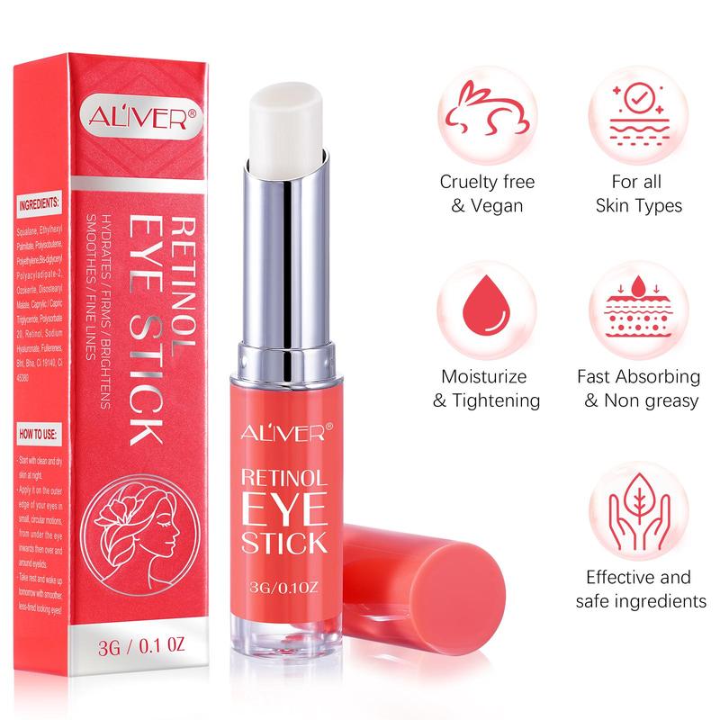 Retinol & Caffeine Eye Stick, 2 Counts set Firming Eye Skin Care Stick, Natural Ingredients Eye Care Product for Women & Men