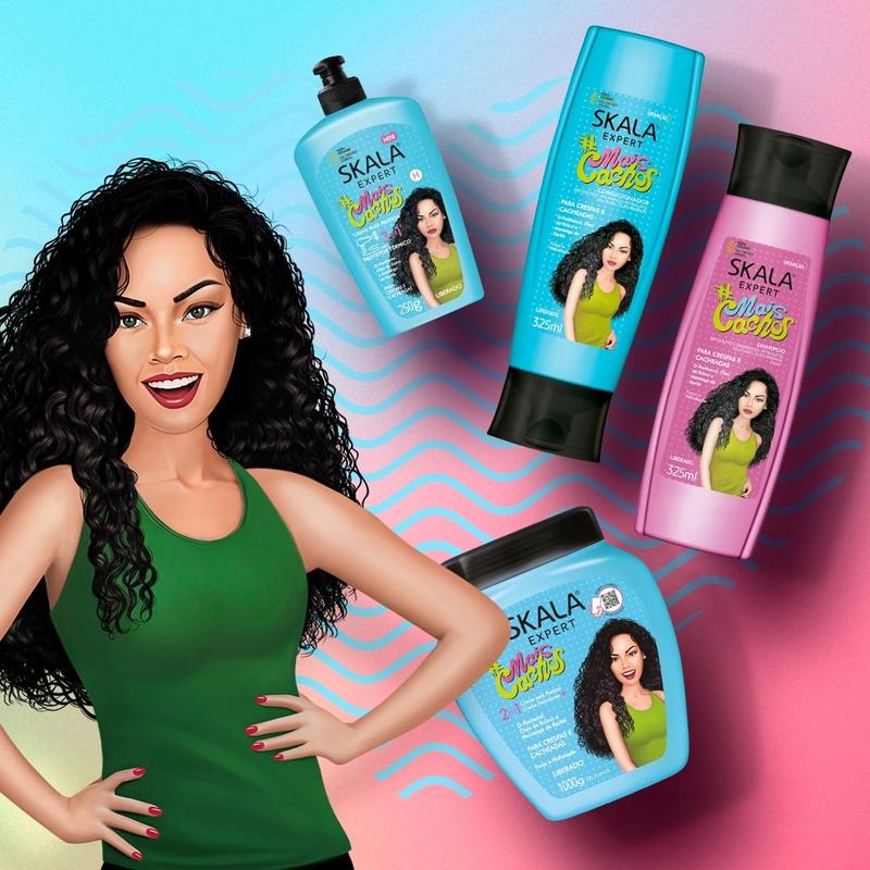 Skala Expert Brazilian Viral Curly Hair Care Kit - 1 Mais Cachos (35.2 oz) + Shampoo & Conditioner Set (325mL each) Haircare Mask