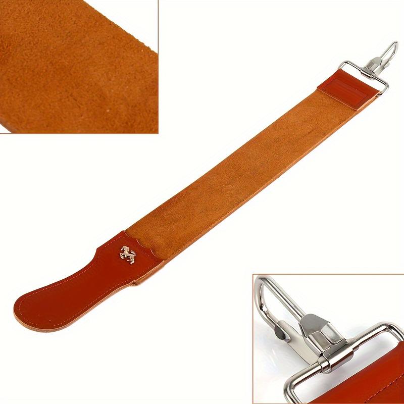 Adjustable Leather Strop Sharpener 50.2 * 5.2cm 19.8 * 2.0in, Genuine Leather Strop Strap Barber Straight Razor Folding Barber's Leather Sharpener Sharpening Belt, Double Sided Leather Strop For Sharpening And Smoothing After Honing Razors