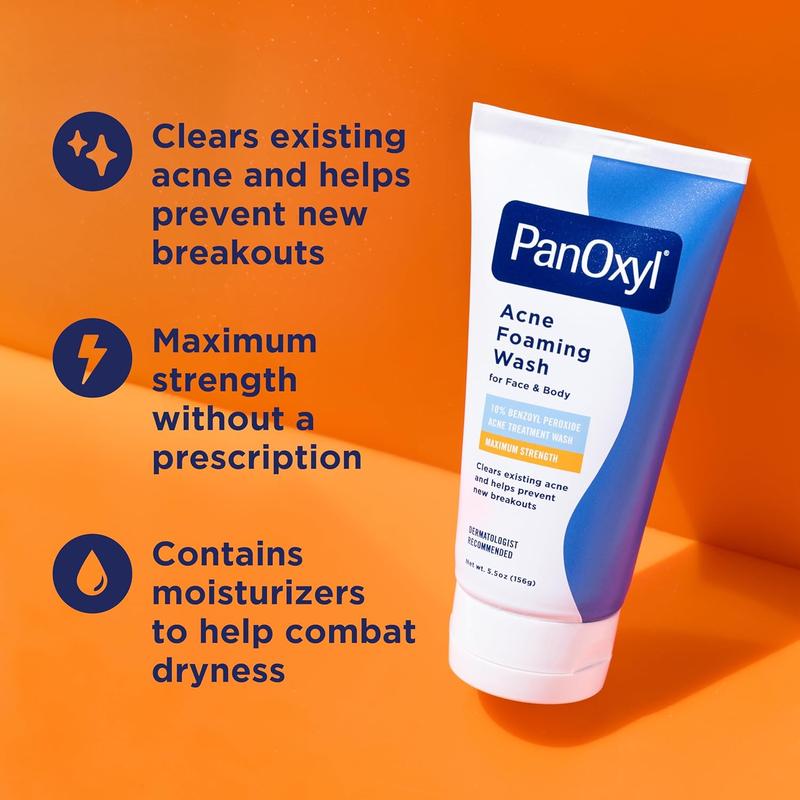 [Korea Skincare] PanOxyl Acne Foaming Wash 10% Benzoyl Peroxide - Maximum Strength Antimicrobial Treatment for Acne, 5.5 Oz