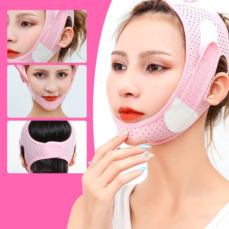 Reusable V Line Lifting Mask, Face Lifting Strap, Beauty Device, Face Strap, Face Slimming Chin Strap, Chin Strap for Women and Men, Breathable & Comfortable-Pink Skincare