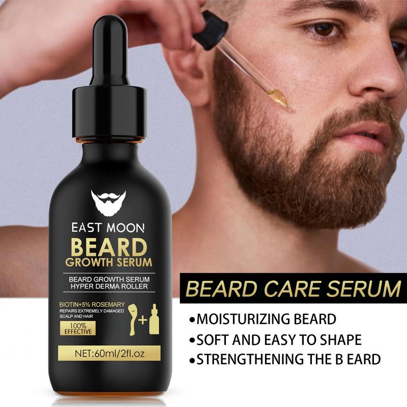 Beard Care Serum & Beard Massage Derma Roller, Beard Care Accessories for Strengthening Beard, Beard Care Product & Tool for Men Daily Use,Comfort Hair Care Supplies, Summer Gifts