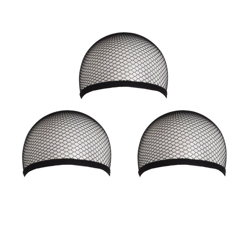 3 Pieces Elastic Hair Mesh Net One Size Caps(Black)