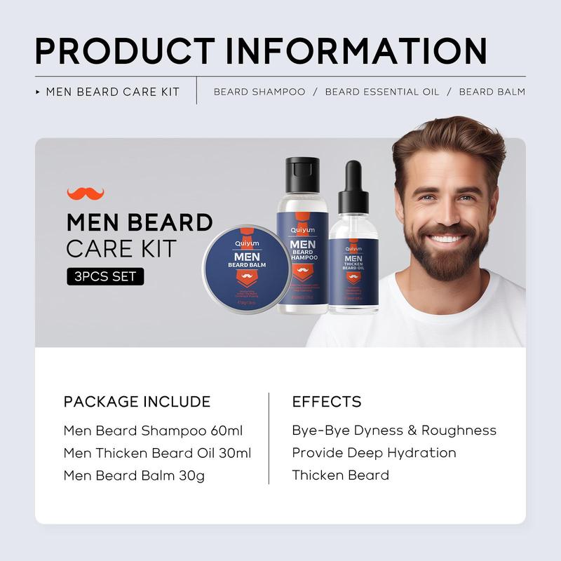 Men's Facial Care Set, 9 Counts set Moisturizing & Hydrating Skin Care Kit, Including Scrub, Cleanser, Day & Night Cream, Beard Shampoo, Beard Oil, Beard Balm & Comb