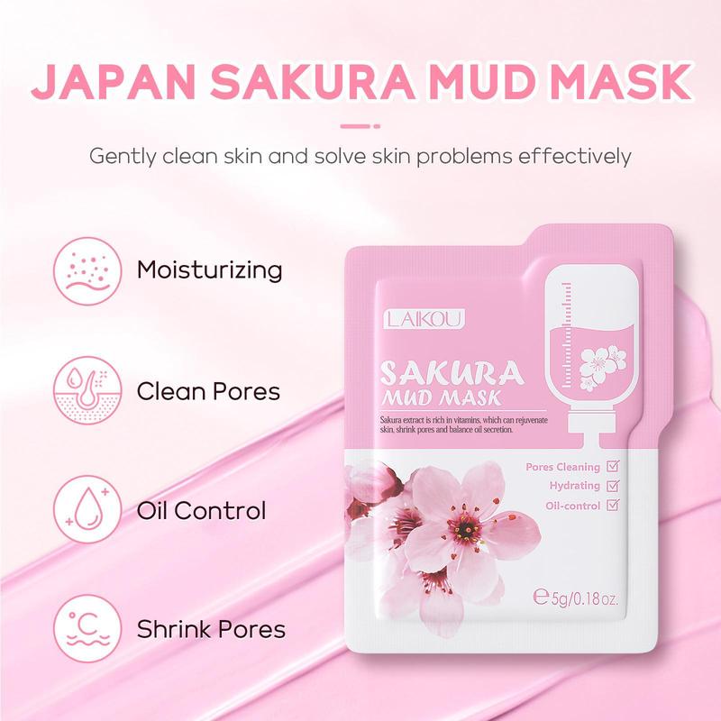 Sakura Skincare Set (16pcs set), Sakura Eye Mask, Serum, Cream, Lip Mask, Sleeping Mask, Mud Mask, Moisturizing Skin Care Kit for Women