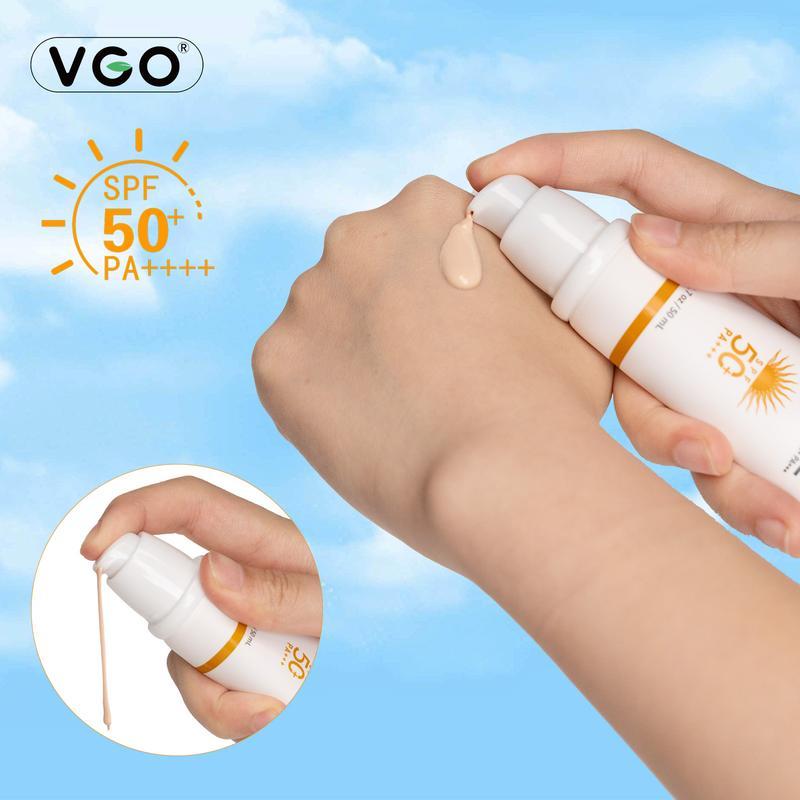 VGO Moisturizing Sun Cream SPF 50 PA+++ 48g Facial Skincare Sunscreen Makeup-A1 Lightweight Radiant Case Lactic Radiance Comfort