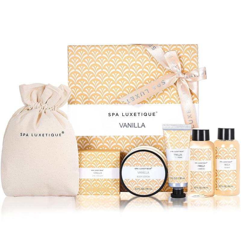 Spa Gift Set for Women, Vanilla Spa Set, Bath Kit for Women Includes Body Lotion, Shower Gel, Bubble Bath, Hand Cream, Lotion Gift Set, Birthday Gifts, Bath and Body Care Sets, Self Care Bundles, Bubble Skincare, Valentine Hygiene Kit for Girls