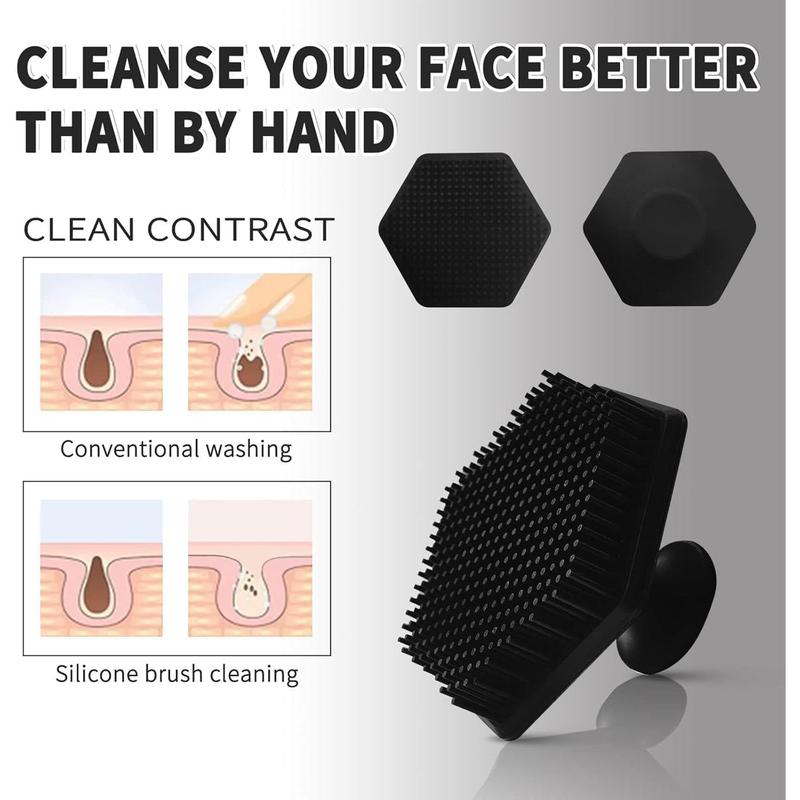 Face Scrub, Silicone Face Scrub, Gentle Exfoliating Pads and Massager, Face Cleansing Washing Brush - Removes Dead and Dry Skin (Black)