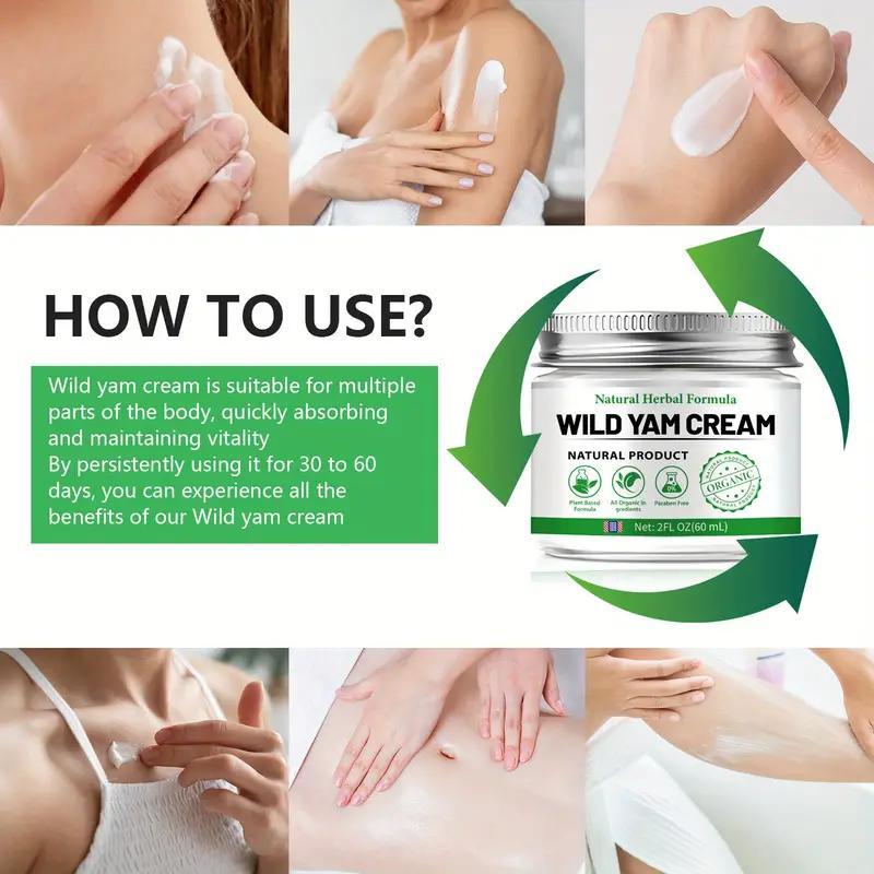 Wild Yam Cream, Deep Moisturizing Body Cream with Green Tea, Sunflower & Olive Oil, Ceramides, Body Skin Care Product for Men & Women