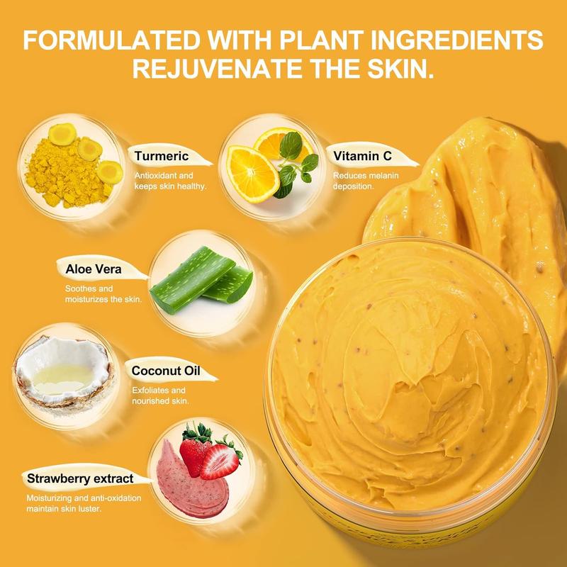 Vitamin C and Turmeric Face Scrub Cream Organics Microdermabrasion Facial Scrub Exfoliating Clears Blackheads Improve Dark Spot Acne with Strawberry