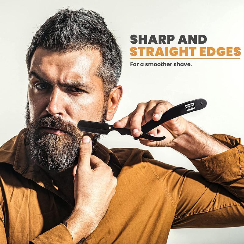 Utopia Care Professional Barber Straight Edge Razor Safety with 100-Pack Derby Blades - 100 Percent Stainless Steel - (Brown) Utopia Care