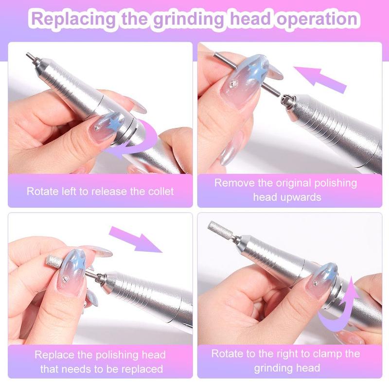 Professional Cordless Electric Nail Drill Kit for Christmas Gift, 1 Box Portable Low Noise Nail Drilling Machine & Nail Drill Bits & Accessories, Manicure & Pedicure Tool for Home & Salon Use