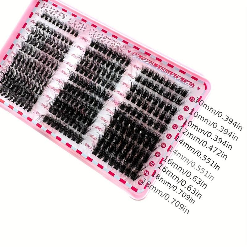 Fluffy False Eyelashes (1 Box), Wispy D Curl Cluster Eyelash Extensions, Self Grafting Curl Eyelashes, Eye Makeup Enhancement False Eyelashes for Women & Girls