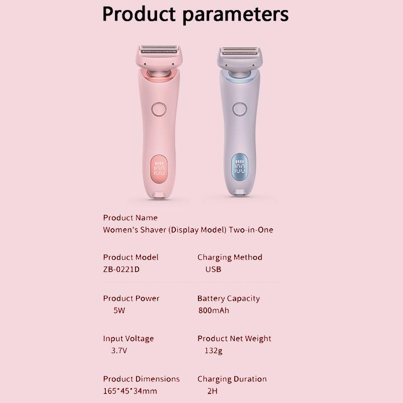 Electric Hair Remover, 2 in 1 Rechargeable Women's Pubic Hair Leg Face Bikini Trimmer, Wet and Dry Use Hair Removal Tool