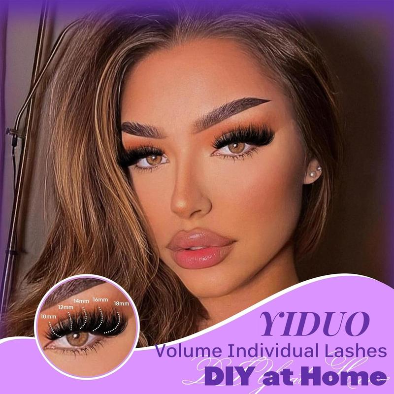 Mixed Length Individual Lash Extension, 252pcs box 100D 150D Cat Eye Lash Wispy Fluffy Lash Cluster, Self Grafting Curl Eyelash for Women & Girls, Christmas Gift