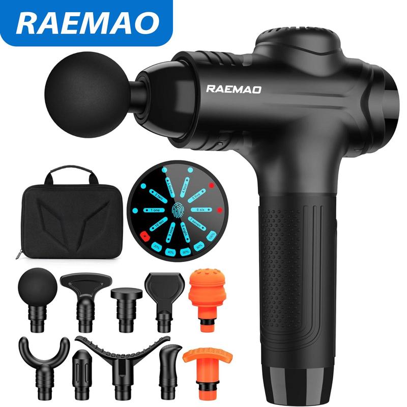 RAEMAO Deep Tissue Massage Gun for Muscle & Pain Relief | 10 Speed Settings, 10 Specialized Heads, LED Display, Ideal for Daily Use