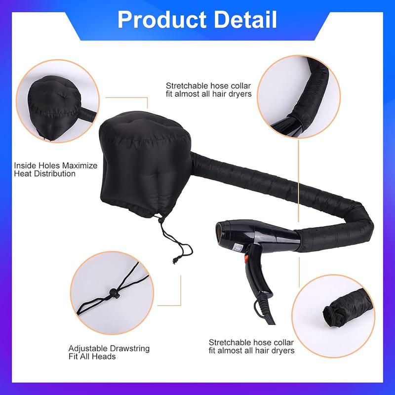 Hair Care Soft Bonnet Hair Dryer Attachment with Hose, Speed Up Full Hair Drying, No Damage to Hair, Easy to Wear, Suitable for All Head Shapes