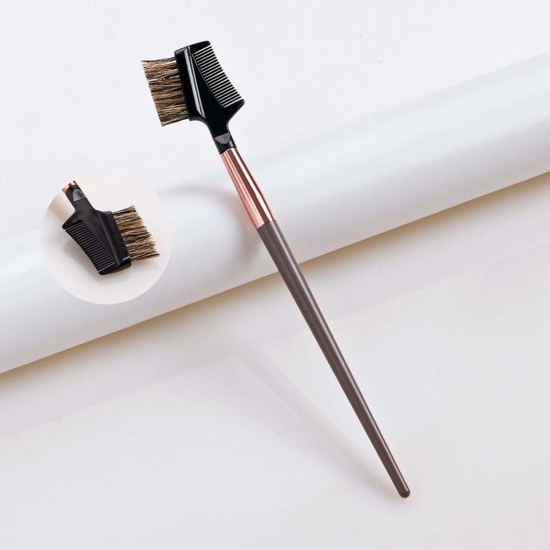 Dual Use Makeup Eyebrow Brush & Comb, Professional Eye Powder Foundation Brush, Portable Makeup Tools for Home and Travel