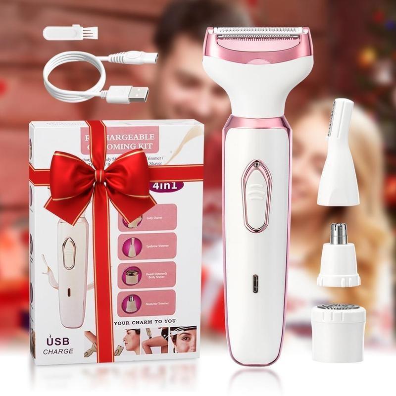 4 in 1 Electric Shaver, 1 Box USB Rechargeable Wet & Dry Electric Shaver for Christmas Gift, Perfect for Travel and Home Use, Birthday Gifts