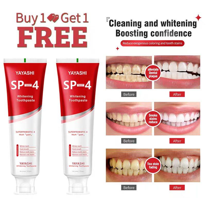 YAYASHI SP-4 Teeth Whitening Toothpaste Pack,Helps Remove Tea, Coffee, and Wine Stains, Sparkling White,Teeth Whitening, Fights Plaque, Fluoride Free healthy toothpaste oral health management