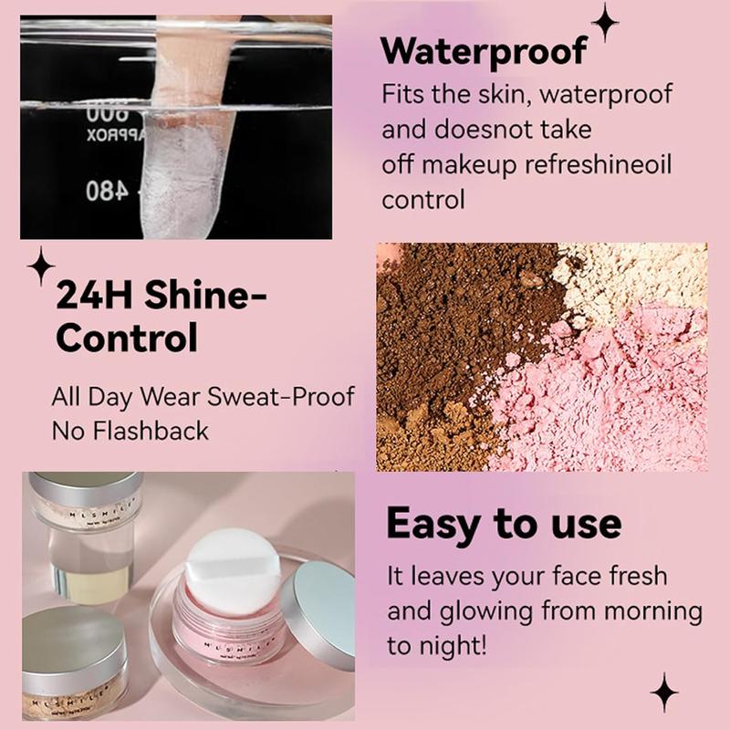 Oil Control Loose Powder Makeup Pink Translucent Setting Powder Shimmer Long Lasting Lightweight Powder Translucent Makeup Powder For Women Face Powder Makeup - 02 Pink Shimmer