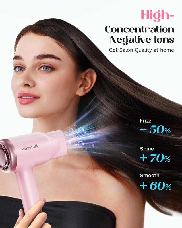 Wavytalk Pro Fast Drying Hair Dryer, 110,000 RPM motor Hair Dryer With Magnetic Attachments, Negative Ion, Heat Damage Protection