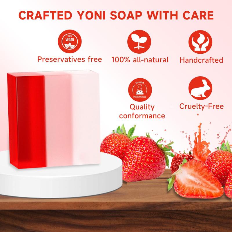 Strawberry Oil & Cleansing Soap Bar, Moisturizing Body Care Kit, Natural Yoni Bar PH Balanced & Moisturizing Body Wash Kit, Christmas Gift