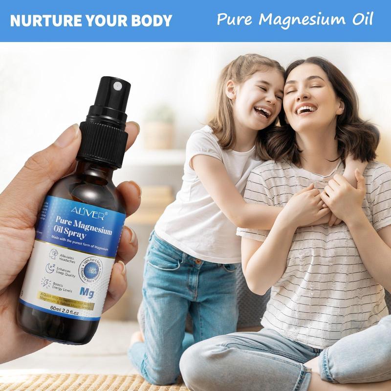 60ml Magnesium Oil Spray, Pure Magnesium Oil Spray, Moisturizing and Soothing Body Oil for Women & Men, Body Care Product for Daily Use