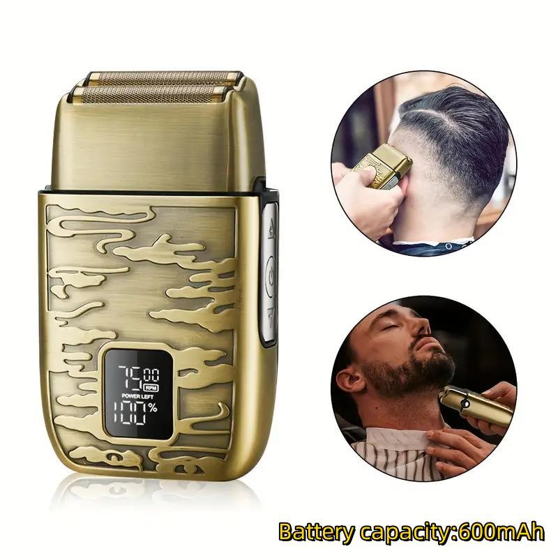 USB Rechargeable Electric Shaver, 1 Box Men's Vintage Electric Shaver with Digital Display, Beard Trimmer for Men, Great for Travel, Outing, Daily Use, Halloween, Christmas