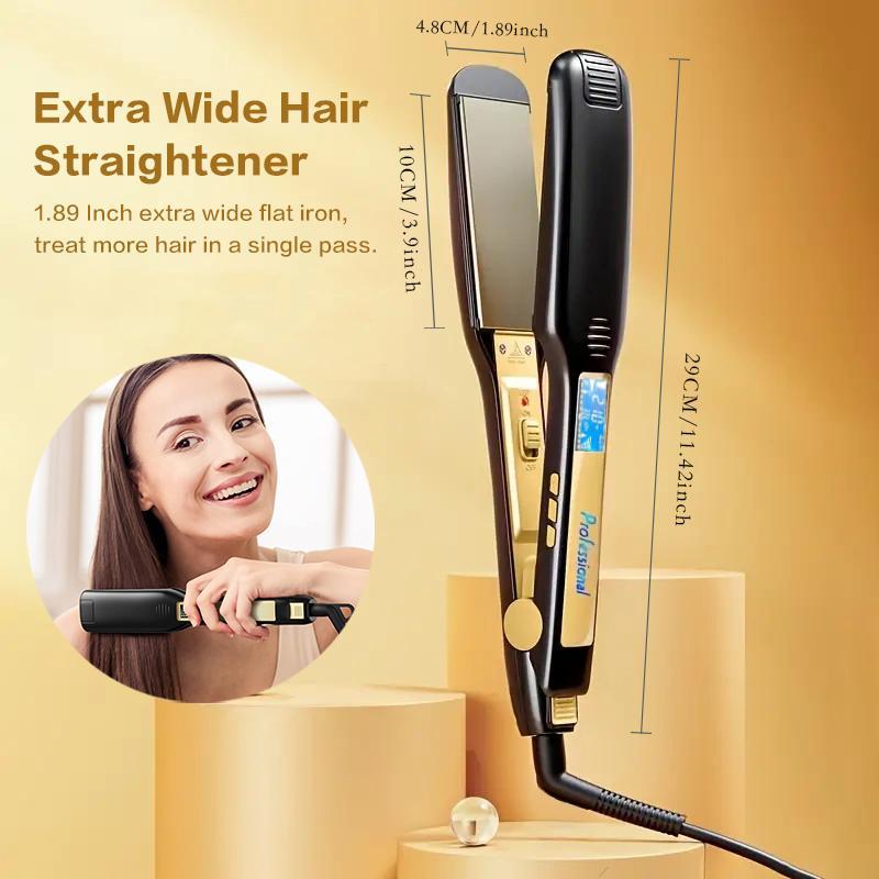 Professional Hair Straightener, US Plug LCD Display Hair Straightening Flat Iron, Hair Styling Tool for Salon & Barber Shop, Christmas, Christmas Gift