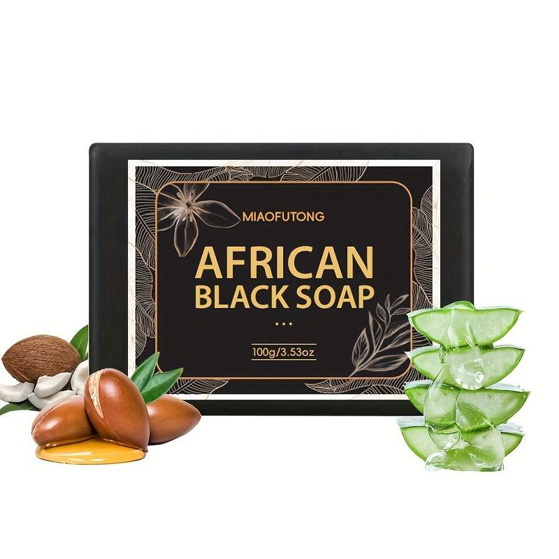 African Black Soap Bar, 3 Counts Moisturizing Brightening Body Wash Soap Bar, Deep Cleansing Body Wash Soap for Face & Body, Body Care Product for Daily Use