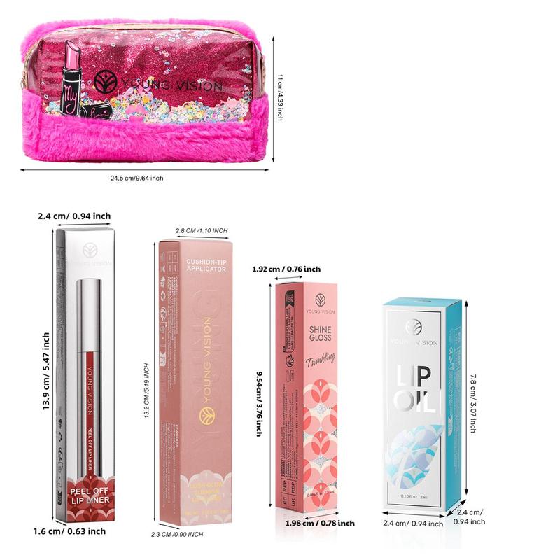 Makeup Set, 14pcs set Lip Gloss & Lip Liner & Lip Oil Set, Moisturizing Lip Makeup Kit, Lip Cosmetic Kit for Women & Girls