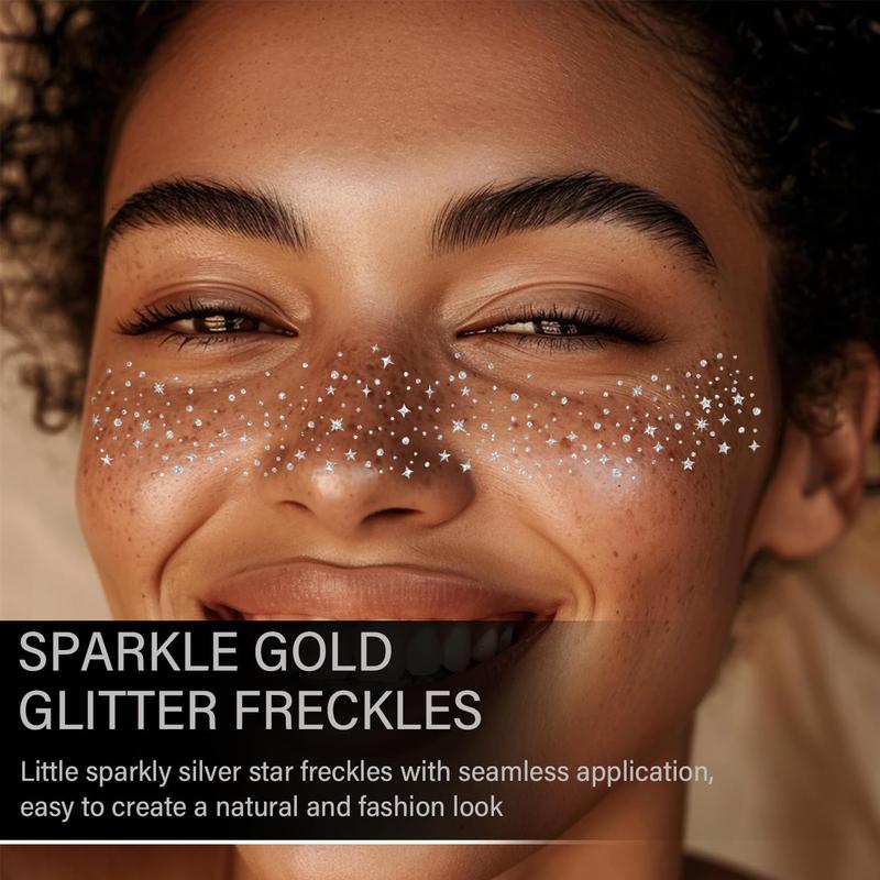 Glitter Face Temporary Tattoo Sticker, 1 Box Shimmering Face Temporary Tattoo Sticker, Easy To Apply, Face Makeup Accessories for Women & Girls