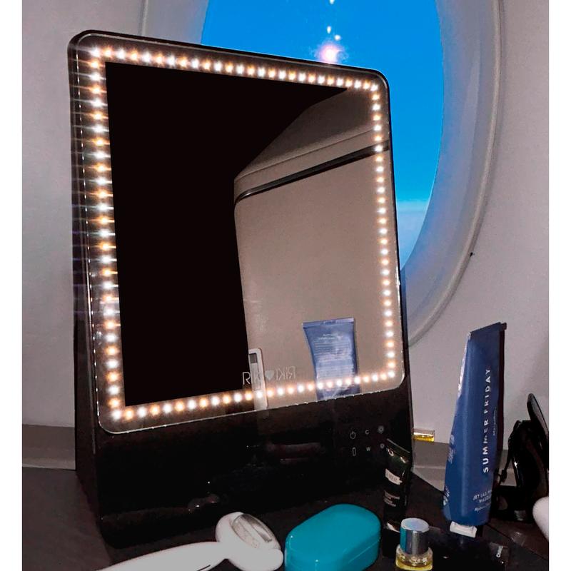 RIKI SKINNY ECO Glam On-the-Glow Makeup Mirror Set with LED Light and Flip Case