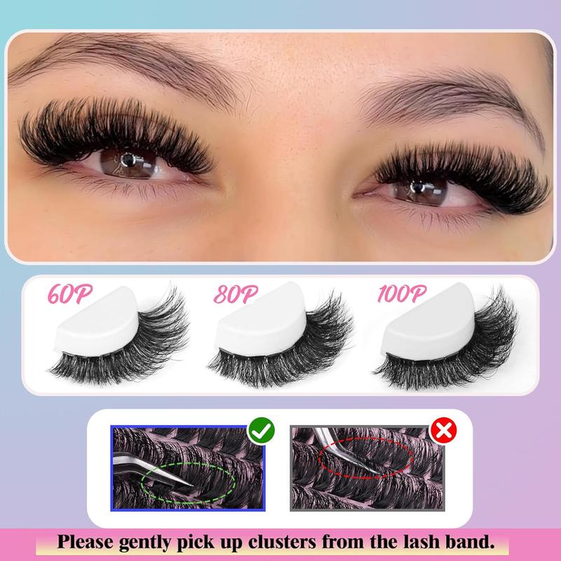 Fluffy False Eyelashes, 300pcs box Individual Lashes Cluster, Natural Look Eyelash Extensions, Self Grafting Curl Eyelashes, Eye Makeup Supplies for Women & Girls, Christmas Gift