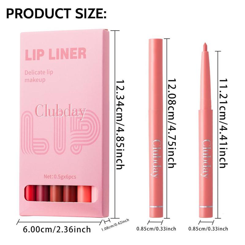 Lip Liner Set, 6 Counts Matte Nude Lip Liner, Creamy Texture Slim Lip Pencil, Suitable for Girls and Women All Occasions Lip Makeup