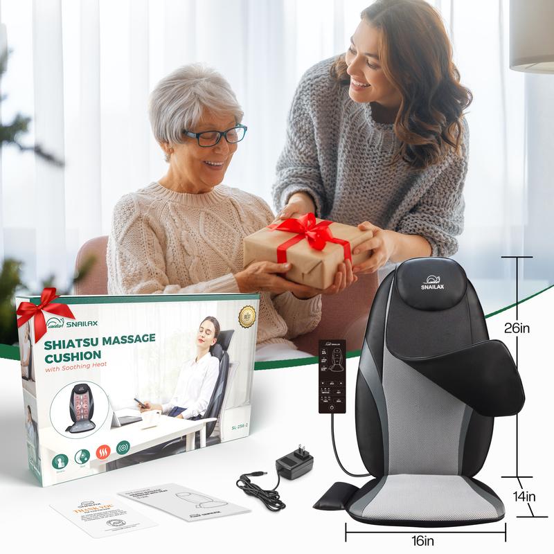 Snailax Shiatsu Back Massager with Heat & Vibration, Massage Seat Cushion Adjustable Luxury